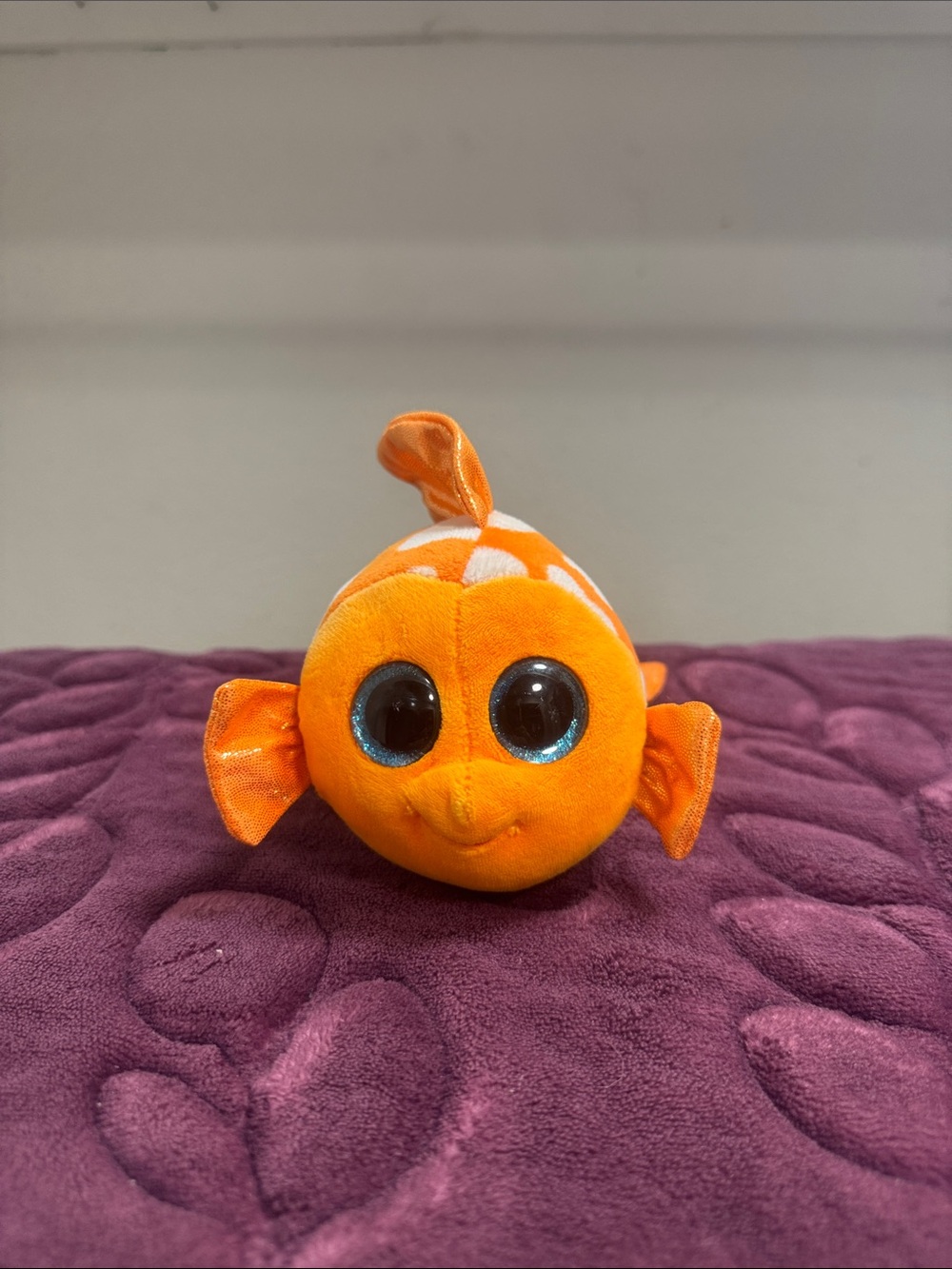 Ty Orange Plush Fish with Sparkling Blue Eyes